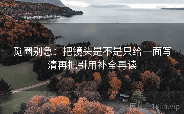 觅圈别急：把镜头是不是只给一面写清再把引用补全再读